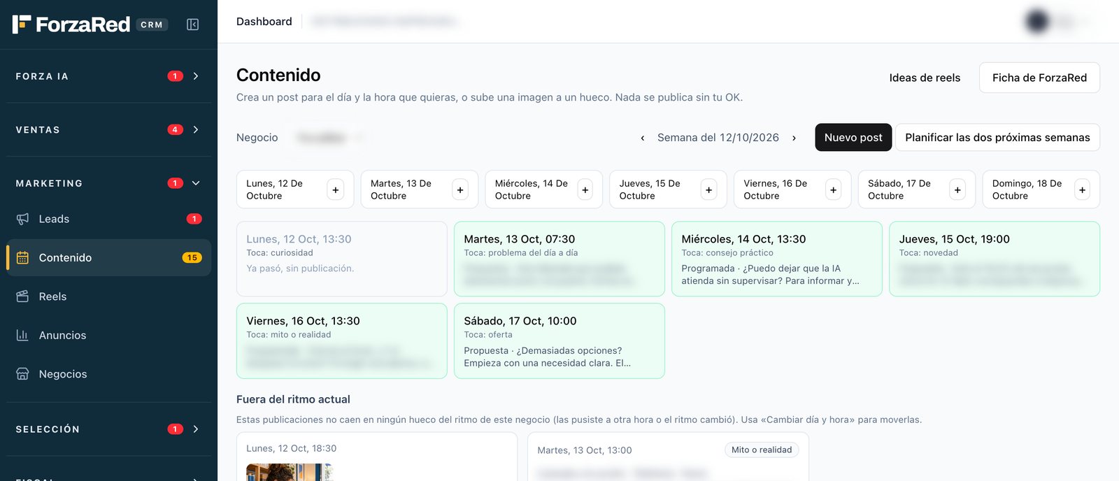 Calendario de contenido para redes